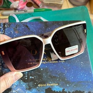 True Religion White and Gold Sunglasses